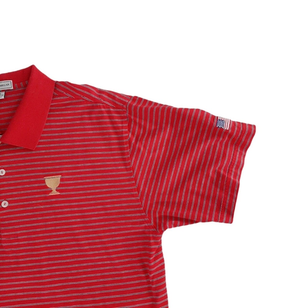 Peter Millar Gold Trophy Polo Shirt mens Size XL red striped embroidered flag - Picture 4 of 5